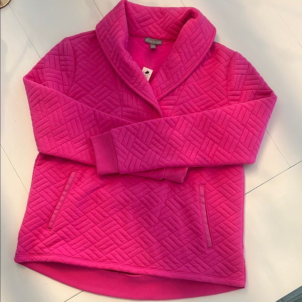 Talbots Quilted Pink Pullover